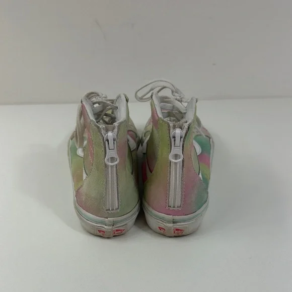 High-Top Tie-Dye Canvas Zip Up Vans Sneakers - Pastel Pink & Green - Picture 7 of 13